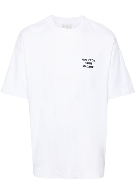 White slogan-print cotton T-shirt Drôle de monsieur - men